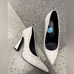 Nine West White Studded Heels